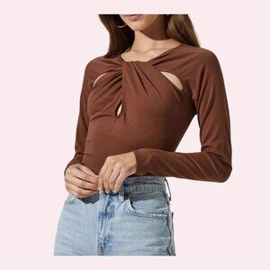 NWT ASTR The Label Cutout Long Sleeve Bodysuit Size Small